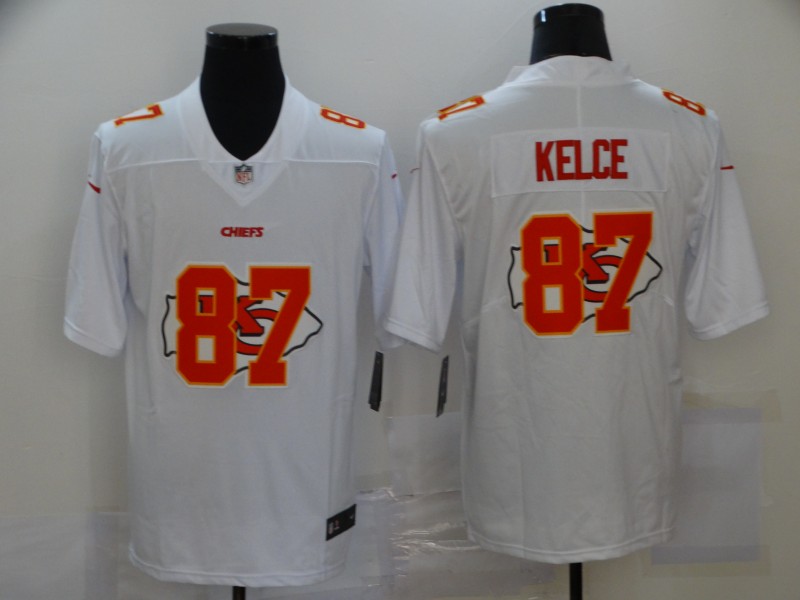 Nike Kansas City Chiefs 87 Travis Kelce White Shadow Logo Limited Jersey