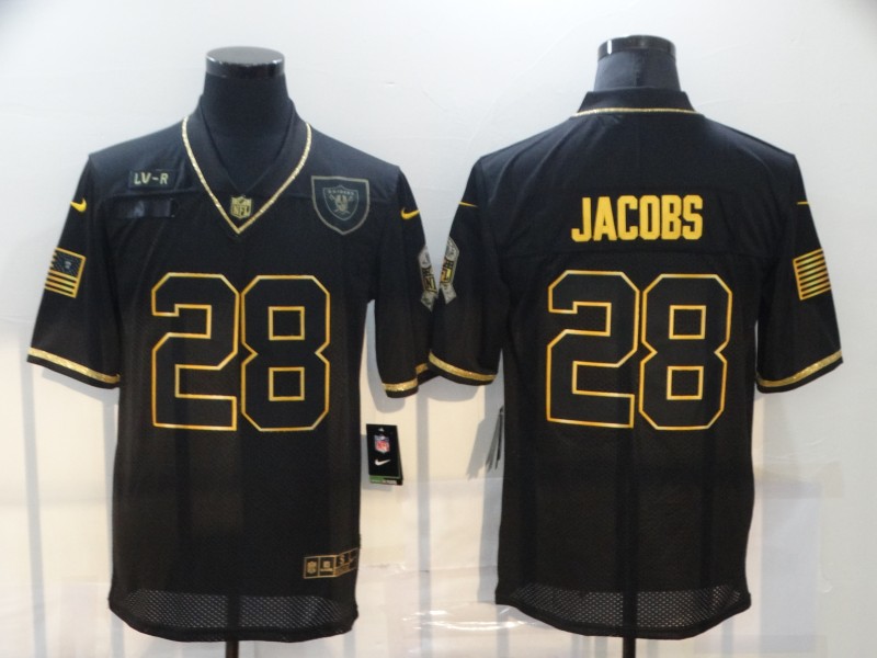 Nike Las Vegas Raiders 28 Josh Jacobs Black Gold 2020 Salute To Service Limited Jersey