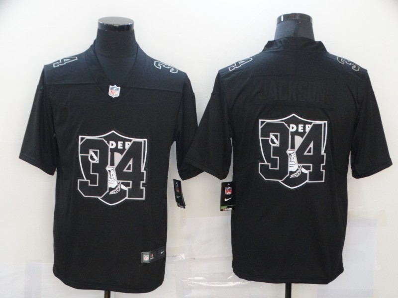 Nike Las Vegas Raiders 34 Bo Jackson Black Shadow Logo Limited Jersey