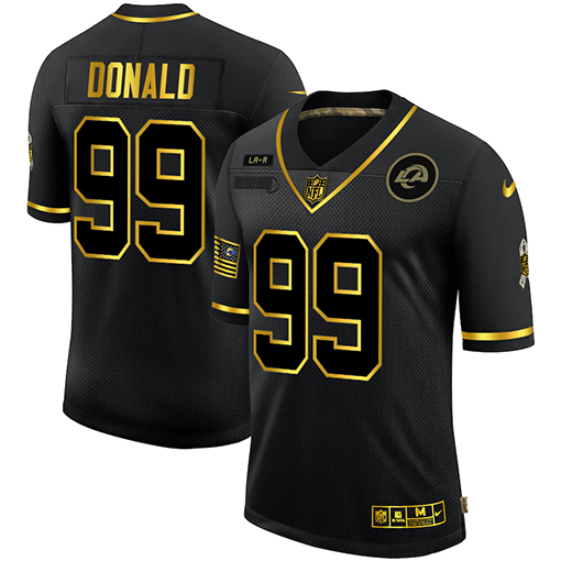 Nike Los Angeles Rams 99 Aaron Donald Black Gold 2020 Salute To Service Limited Jersey