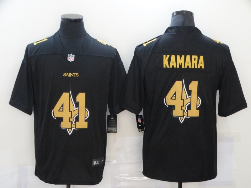 Nike New Orleans Saints 41 Alvin Kamara Black Shadow Logo Limited Jersey