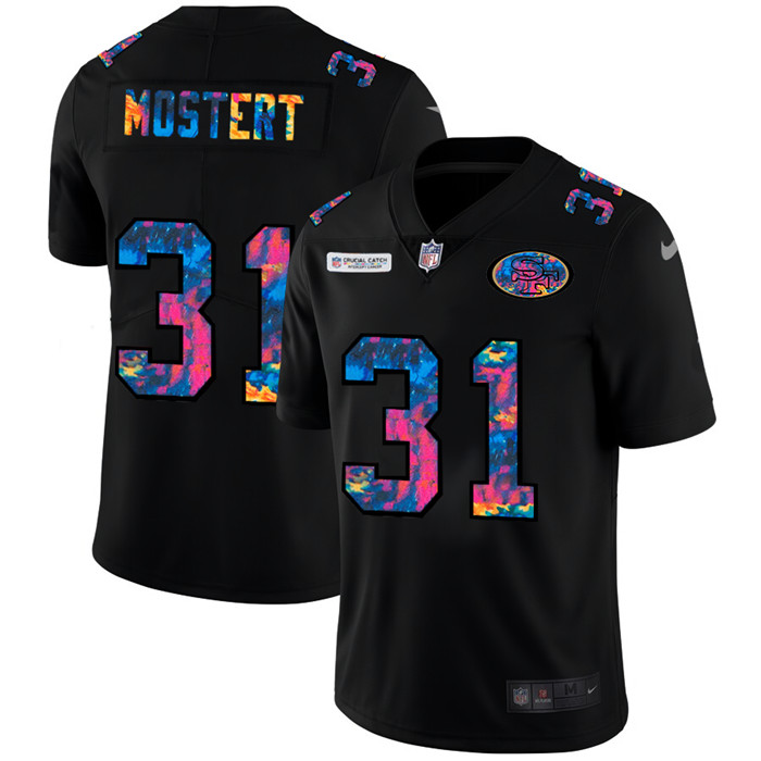 San Francisco 49ers 31 Raheem Mostert Men Nike Multi Color Black 2020 NFL Crucial Catch Vapor Untouc