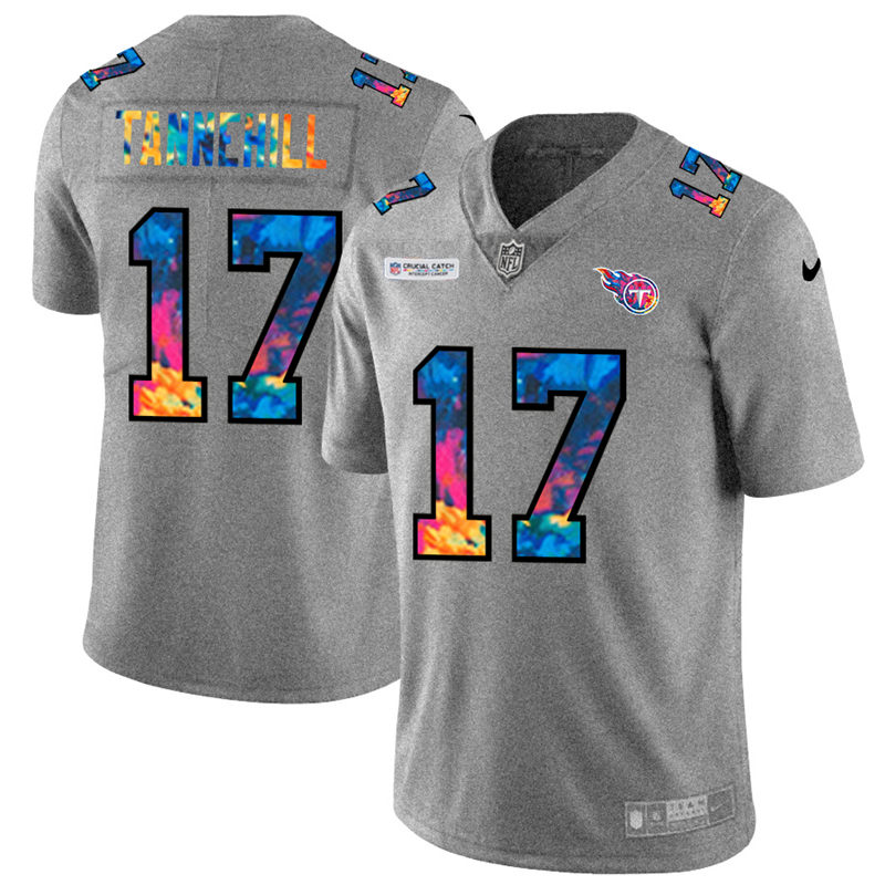 Tennessee Titans 17 Ryan Tannehill Men Nike Multi Color 2020 NFL Crucial Catch NFL Jersey Greyheathe