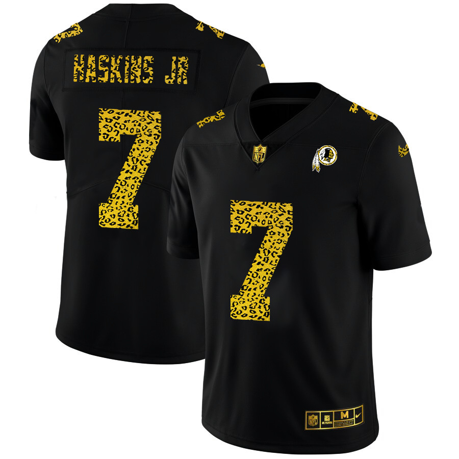 Washington Redskins 7 Dwayne Haskins Jr Men Nike Leopard Print Fashion Vapor Limited NFL Jersey Blac