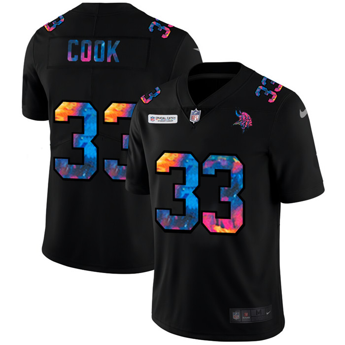 Minnesota Vikings 33 Dalvin Cook Men Nike Multi Color Black 2020 NFL Crucial Catch Vapor Untouchable