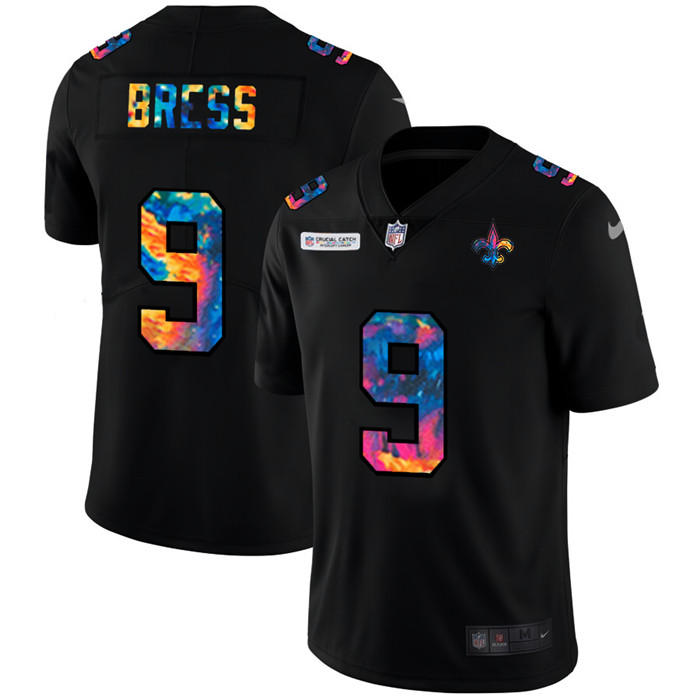 New Orleans Saints 9 Drew Brees Men Nike Multi Color Black 2020 NFL Crucial Catch Vapor Untouchable 