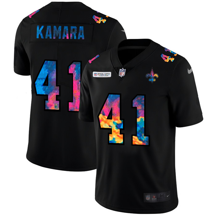 New Orleans Saints 41 Alvin Kamara Men Nike Multi Color Black 2020 NFL Crucial Catch Vapor Untouchab