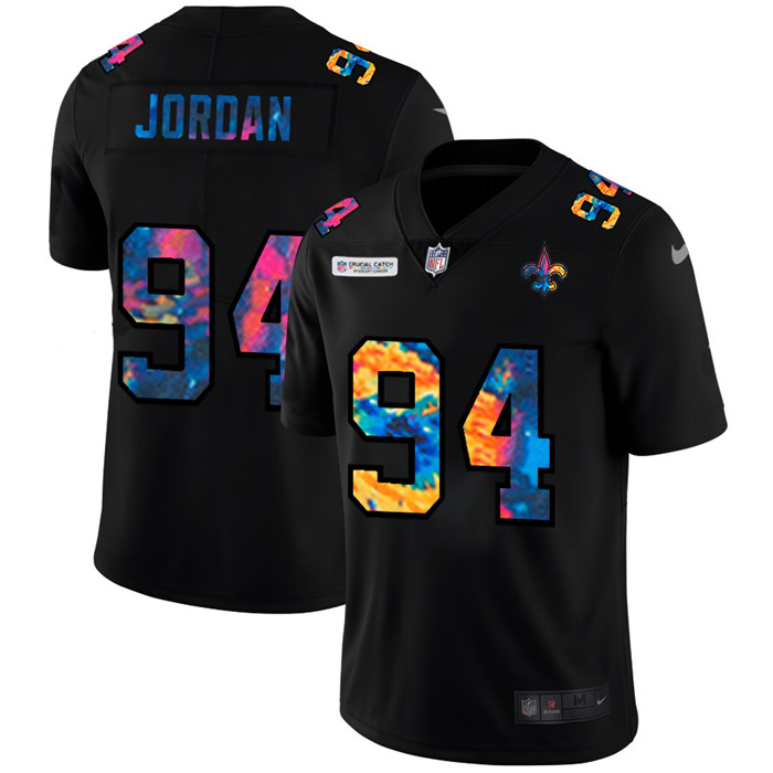 New Orleans Saints 94 Cameron Jordan Men Nike Multi Color Black 2020 NFL Crucial Catch Vapor Untouch