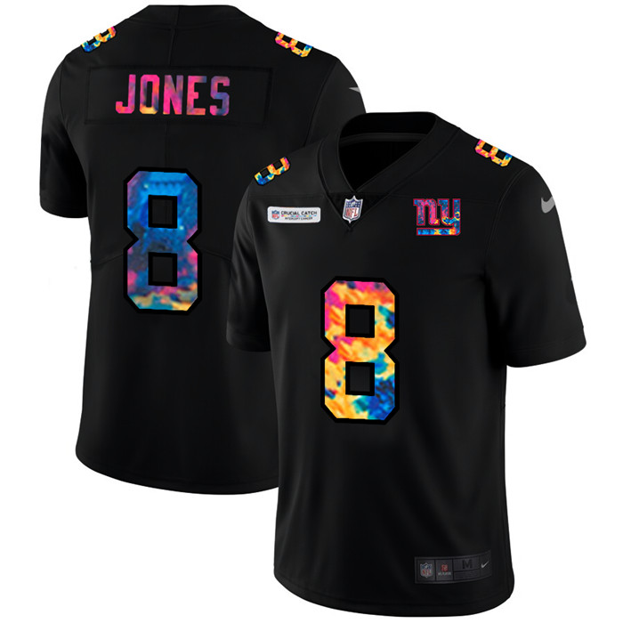 New York Giants 8 Daniel Jones Men Nike Multi Color Black 2020 NFL Crucial Catch Vapor Untouchable L