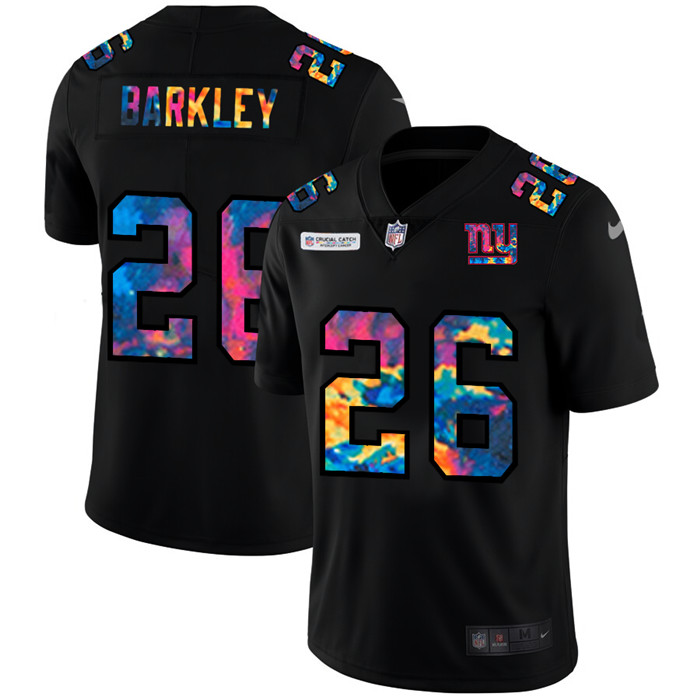 New York Giants 26 Saquon Barkley Men Nike Multi Color Black 2020 NFL Crucial Catch Vapor Untouchabl