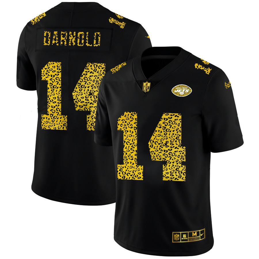 New York Jets 14 Sam Darnold Men Nike Leopard Print Fashion Vapor Limited NFL Jersey Black