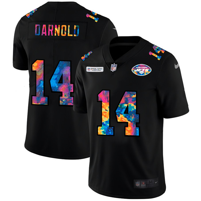 New York Jets 14 Sam Darnold Men Nike Multi Color Black 2020 NFL Crucial Catch Vapor Untouchable Lim