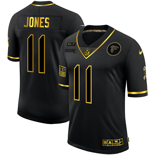 Nike Atlanta Falcons 11 Julio Jones Black Gold 2020 Salute To Se