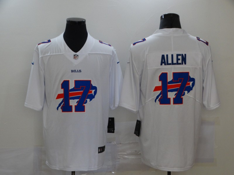 Nike Buffalo Bills 17 Josh Allen White Shadow Logo Limited Jersey