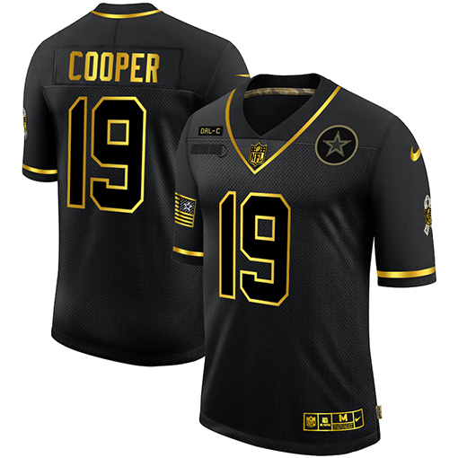 Nike Dallas Cowboys 19 Amari Cooper Black Gold 2020 Salute To Service Limited Jersey