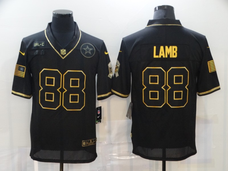 Nike Dallas Cowboys 88 Ceedee Lamb Black Gold 2020 Salute To Service Limited Jersey