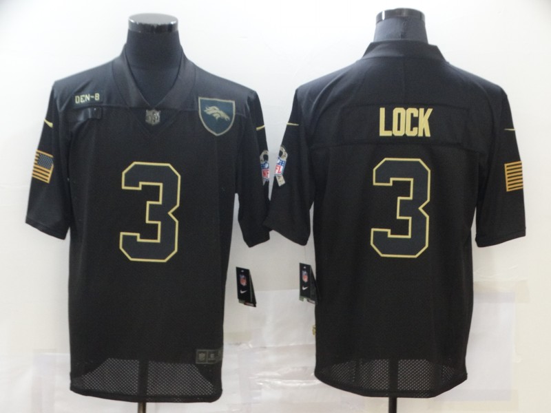 Nike Denver Broncos 3 Drew Lock Black 2020 Salute To Service Limited Jersey