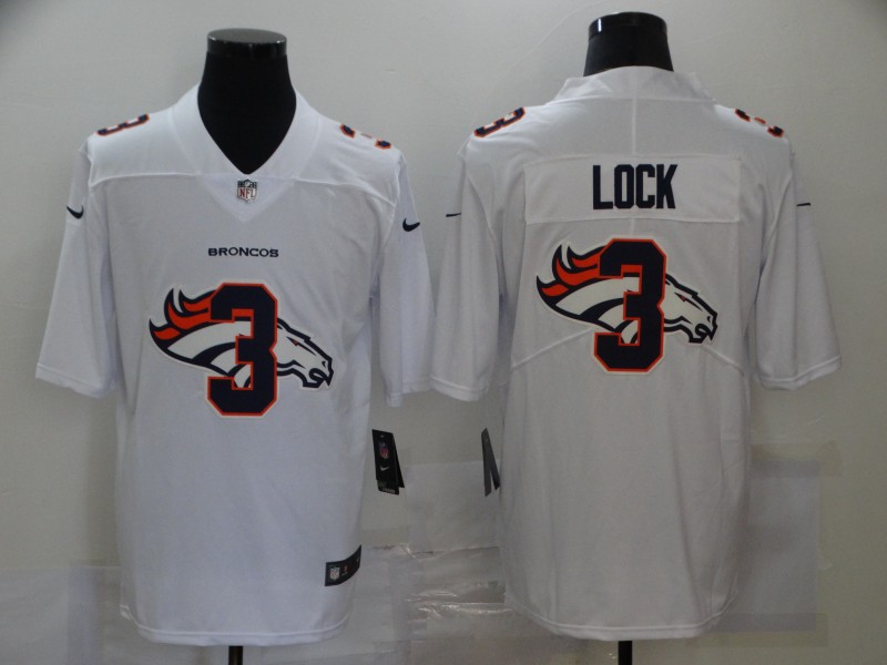 Nike Denver Broncos 3 Drew Lock White Shadow Logo Limited Jersey