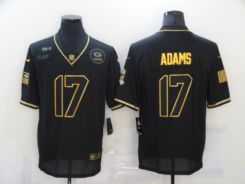 Nike Green Bay Green Bay Packers 17 Davante Adams Black Gold 2020 Salute To Service Limited Jersey