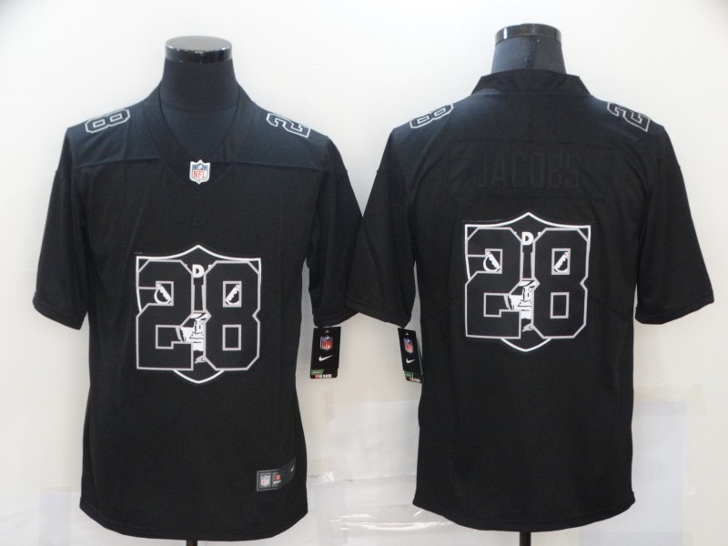 Nike Las Vegas Raiders 28 Josh Jacobs Black Shadow Logo Limited Jersey