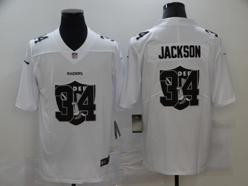 Nike Las Vegas Raiders 34 Bo Jackson White Shadow Logo Limited Jersey