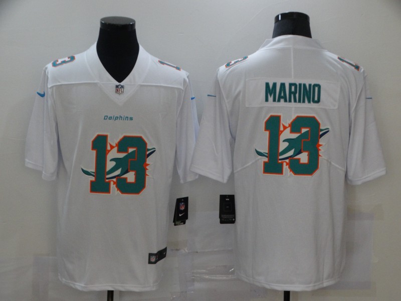 Nike Miami Dolphins 13 Dan Marino White Shadow Logo Limited Jersey