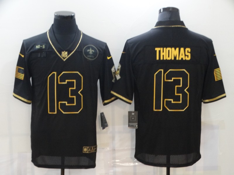 Nike New Orleans Saints 13 Michael Thomas Black Gold 2020 Salute To Service Limited Jersey