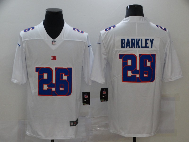 Nike New York Giants 26 Saquon Barkley White Shadow Logo Limited Jersey