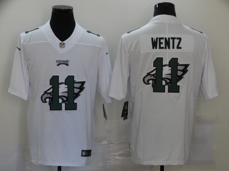 Nike Philadelphia Eagles 11 Carson Wentz White Shadow Logo Limited Jersey