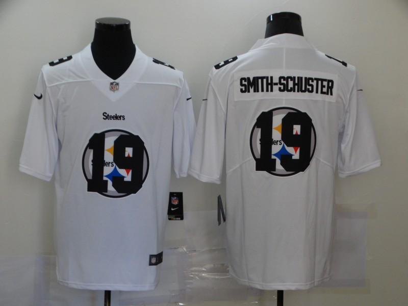 Nike Pittsburgh Steelers 19 JuJu Smith Schuster White Shadow Logo Limited Jersey