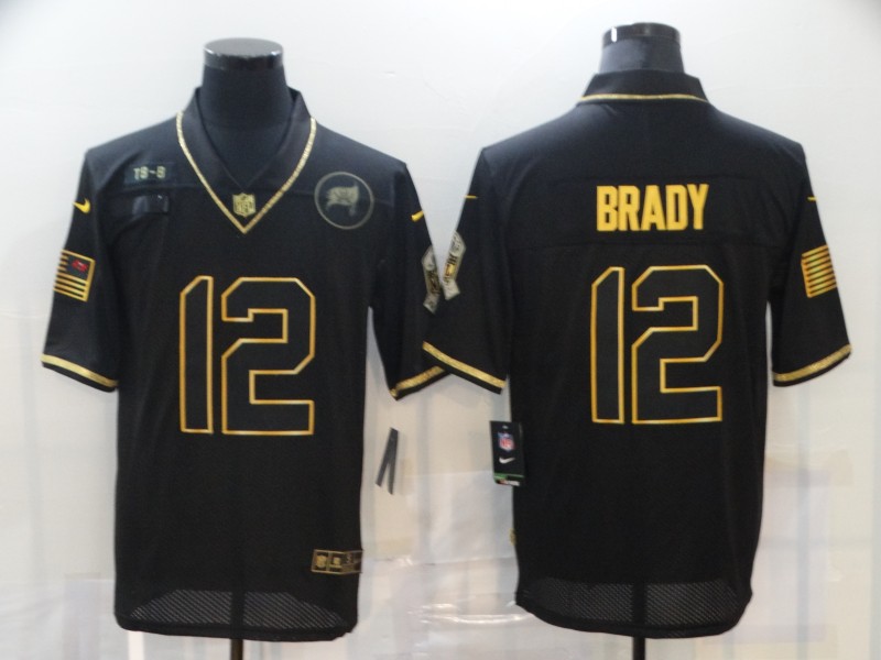 Nike Tampa Bay Buccaneers 12 Tom Brady Black Gold 2020 Salute To Service Limited Jersey