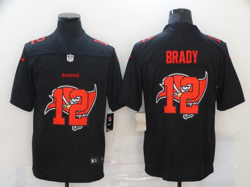 Nike Tampa Bay Buccaneers 12 Tom Brady Black Shadow Logo Limited Jersey