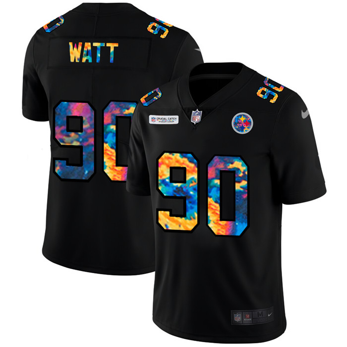 Pittsburgh Steelers 90 T J  Watt Men Nike Multi Color Black 2020 NFL Crucial Catch Vapor Untouchable