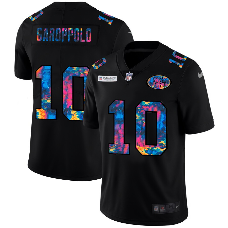 San Francisco 49ers 10 Jimmy Garoppolo Men Nike Multi Color Black 2020 NFL Crucial Catch Vapor Untou