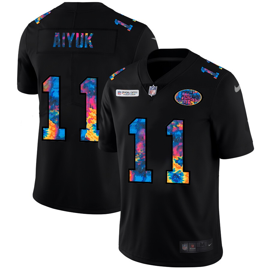 San Francisco 49ers 11 Brandon Aiyuk Men Nike Multi Color Black 2020 NFL Crucial Catch Vapor Untouch