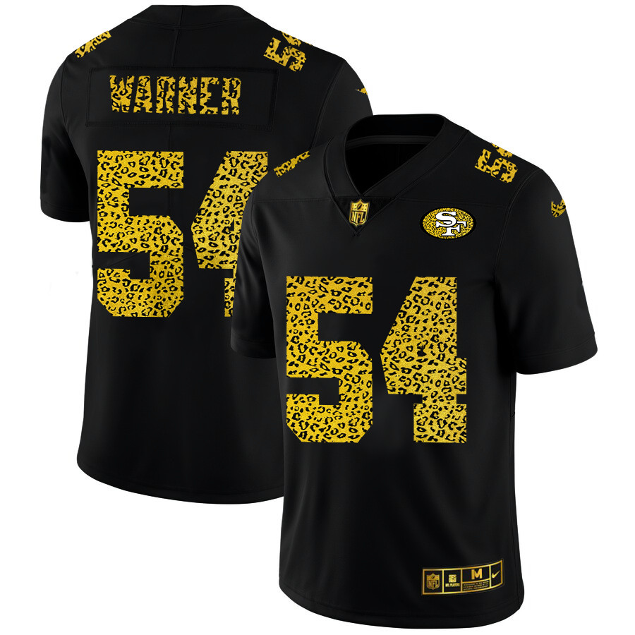 San Francisco 49ers 54 Fred Warner Men Nike Leopard Print Fashion Vapor Limited NFL Jersey Black