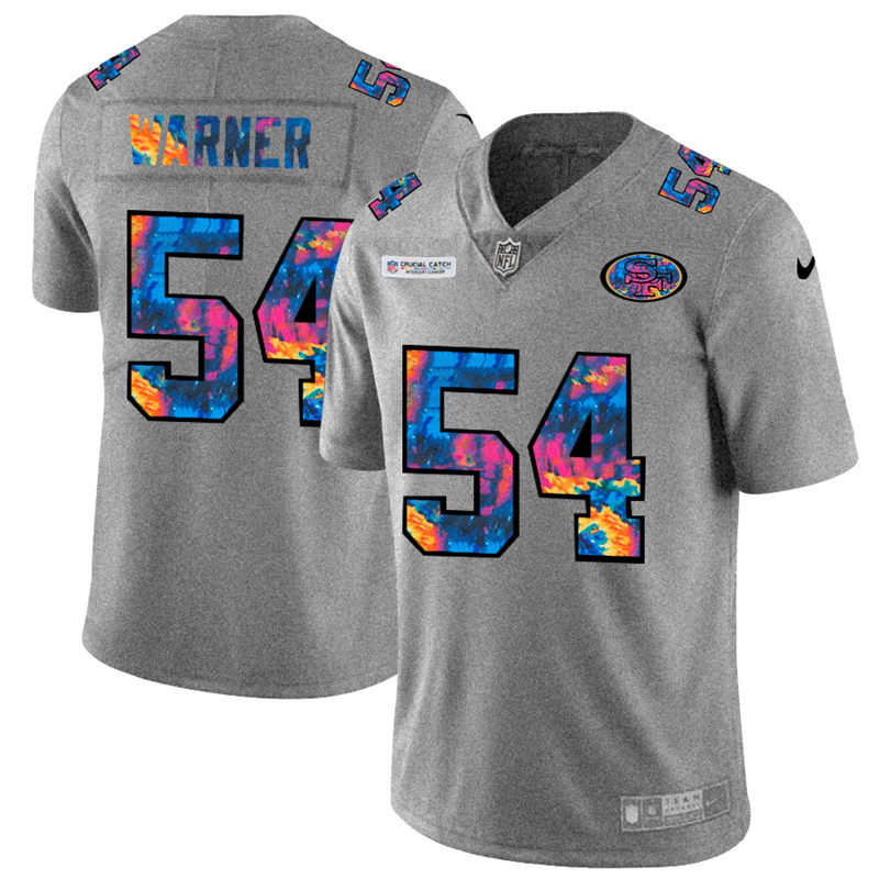 San Francisco 49ers 54 Fred Warner Men Nike Multi Color 2020 NFL Crucial Catch NFL Jersey Greyheathe