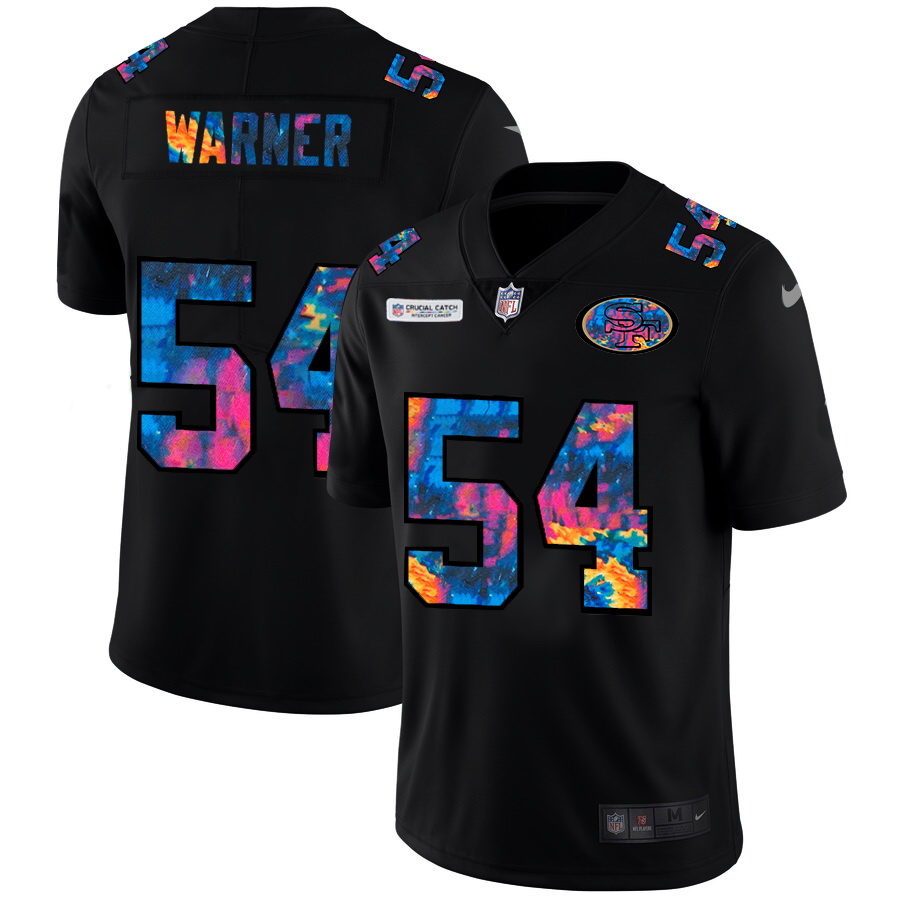 San Francisco 49ers 54 Fred Warner Men Nike Multi Color Black 2020 NFL Crucial Catch Vapor Untouchab