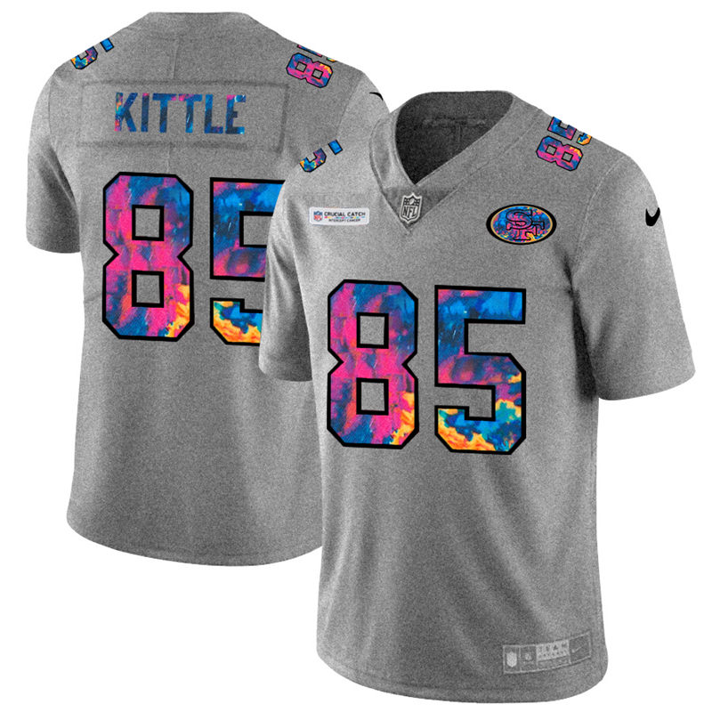 San Francisco 49ers 85 George Kittle Men Nike Multi Color 2020 NFL Crucial Catch NFL Jersey Greyheat