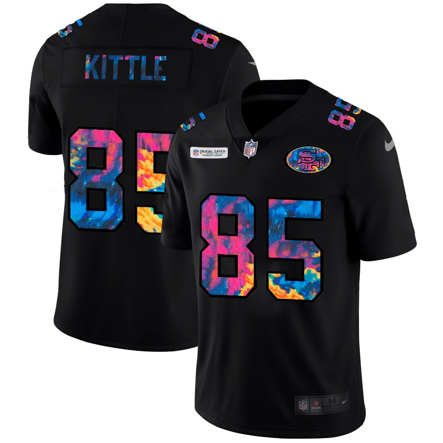 San Francisco 49ers 85 George Kittle Men Nike Multi Color Black 2020 NFL Crucial Catch Vapor Untouch