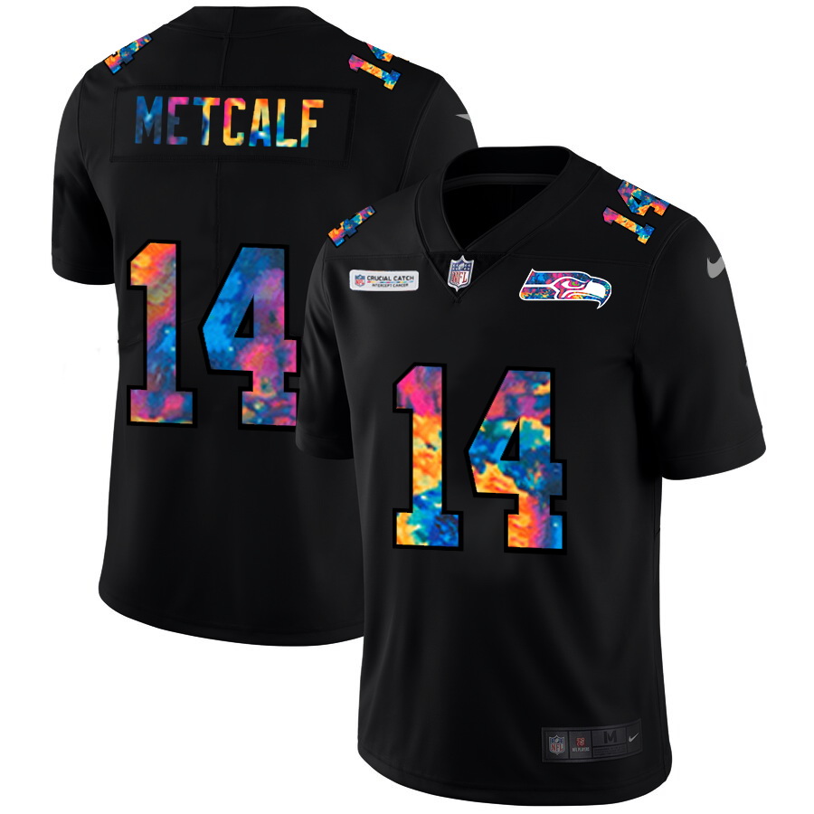 Seattle Seahawks 14 DK Metcalf Men Nike Multi Color Black 2020 NFL Crucial Catch Vapor Untouchable L