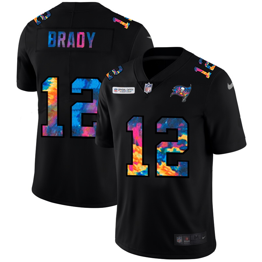 Tampa Bay Buccaneers 12 Tom Brady Men Nike Multi Color Black 2020 NFL Crucial Catch Vapor Untouchabl