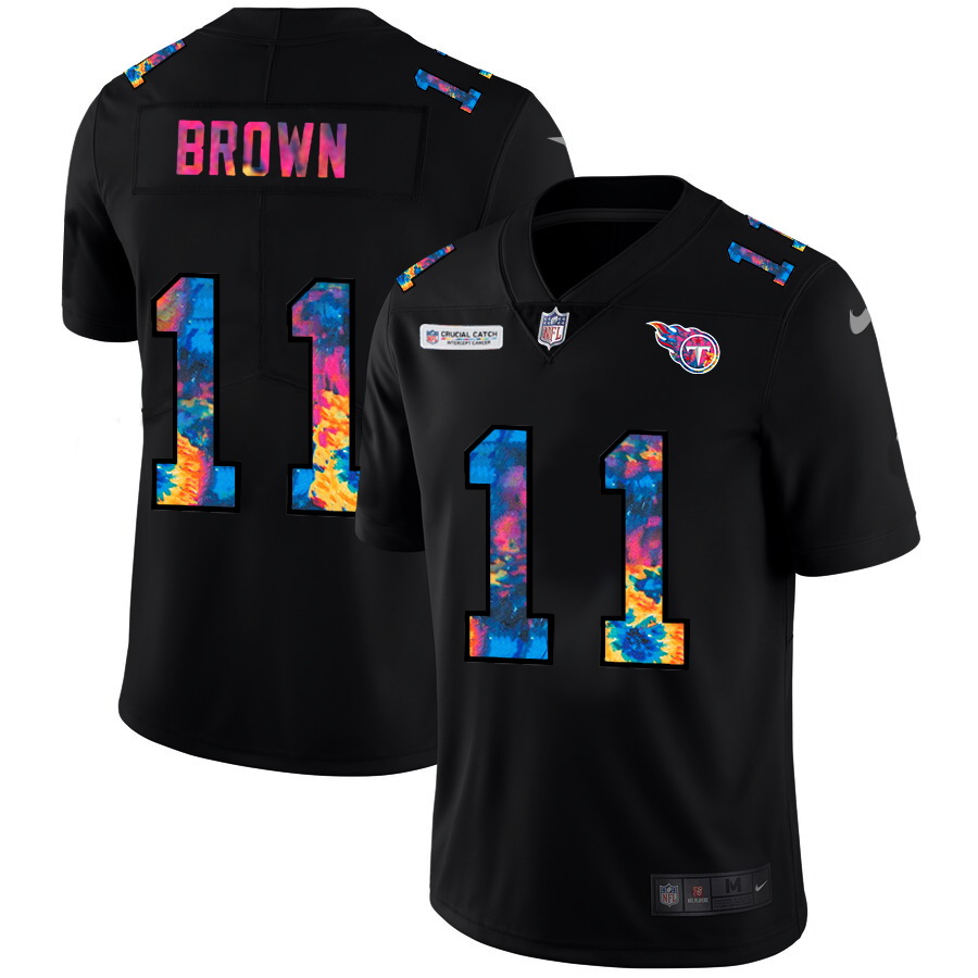 Tennessee Titans 11 A J  Brown Men Nike Multi Color Black 2020 NFL Crucial Catch Vapor Untouchable L