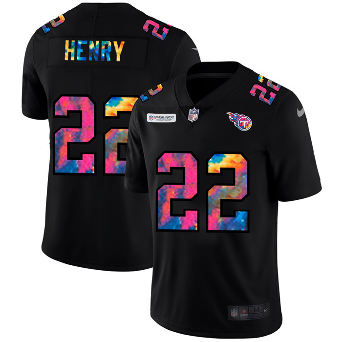 Tennessee Titans 22 Derrick Henry Men Nike Multi Color Black 2020 NFL Crucial Catch Vapor Untouchabl