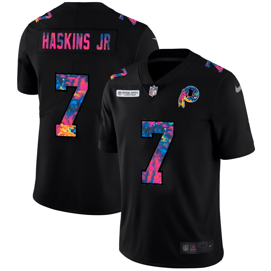 Washington Redskins 7 Dwayne Haskins Jr Men Nike Multi Color Black 2020 NFL Crucial Catch Vapor Unto