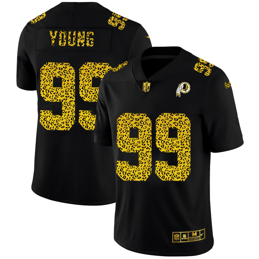 Washington Redskins 99 Chase Young Men Nike Leopard Print Fashion Vapor Limited NFL Jersey Black