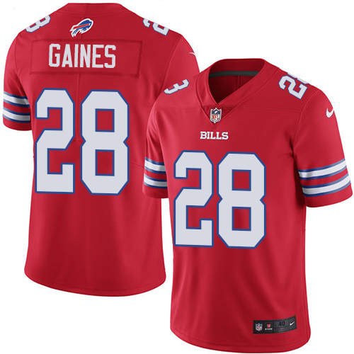 Nike Buffalo Bills 28 E J  Gaines Red Men Stitched NFL Limited Rush Jersey