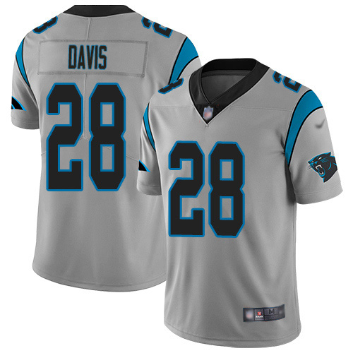 Nike Carolina Panthers 28 Mike Davis Silver Men Stitched NFL Limited Inverted Legend Jersey