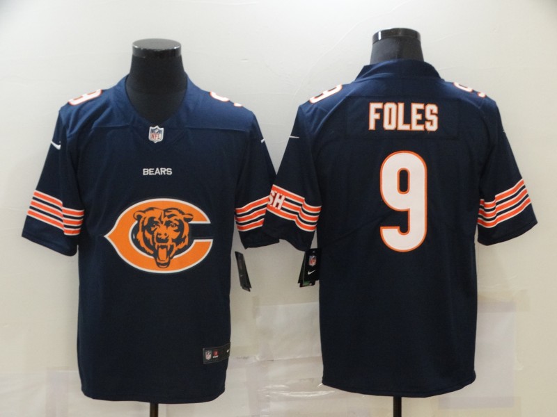 Nike Chicago Bears 9 Nick Foles Navy Team Big Logo Vapor Untouchable Limited Jersey