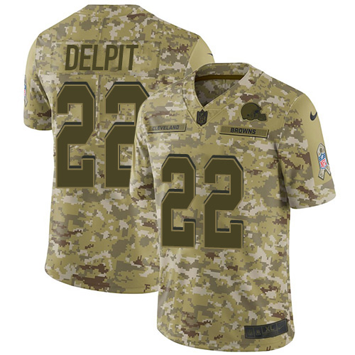 Nike Cleveland Browns 22 Grant Delpit Camo Men Stitched NFL Limited 2018 Salute To Service Jersey